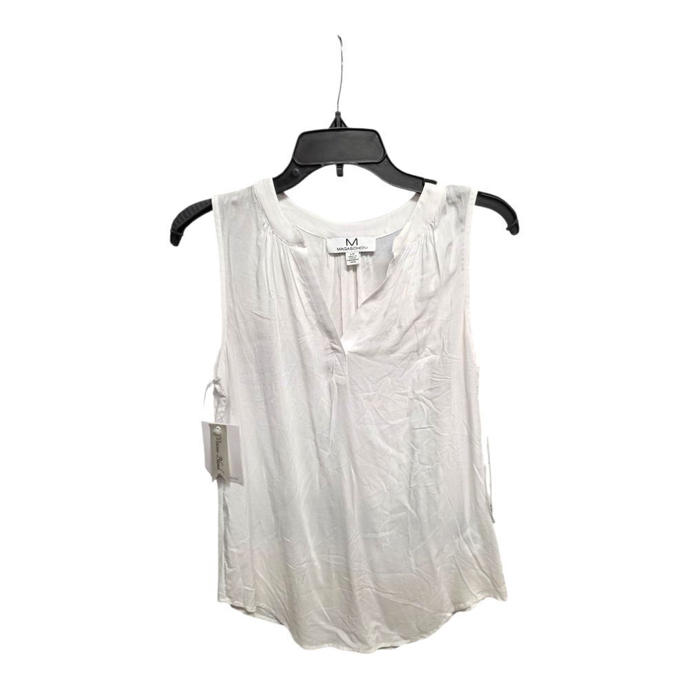 Magaschoni Classic White Sleeveless Viscose Blouse S